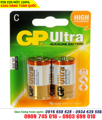 Pin trung C 1.5V Alkaline GP14A-2U2 _Pin GP14A-2U2 ULTRA Alkaline _Vỉ 2viên